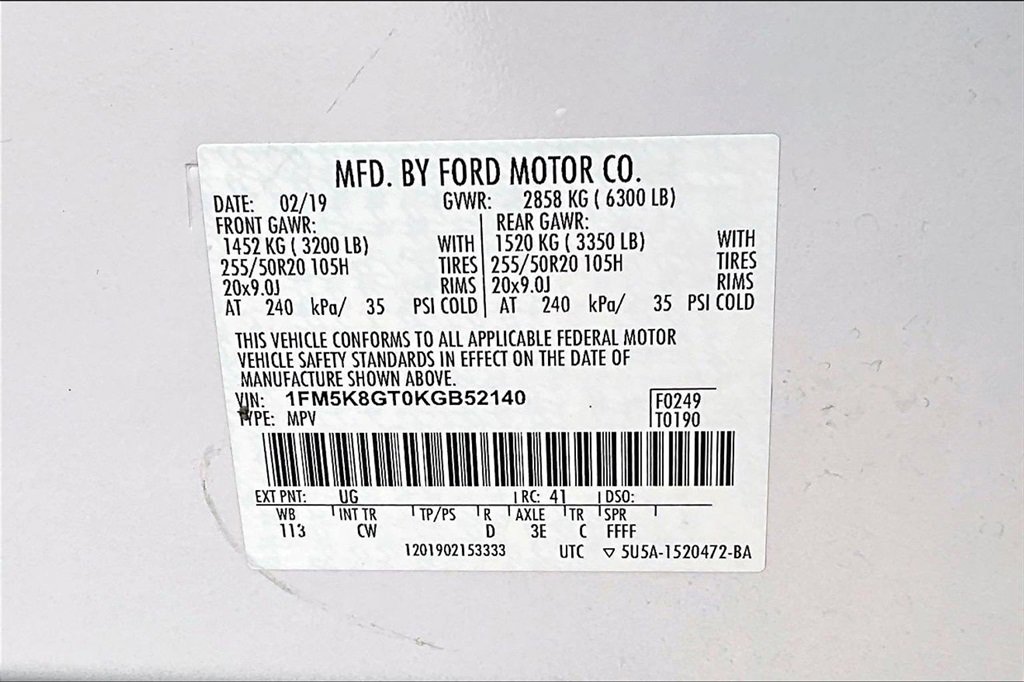 Certified 2019 Ford Explorer Sport w/ Equipment Group 401A image 33