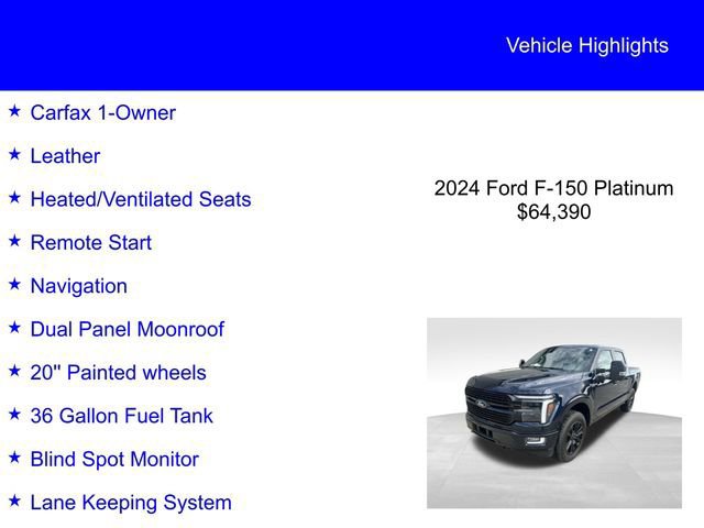 Certified 2024 Ford F150 Platinum w/ Equipment Group 702A High image 5
