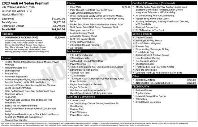 Used 2023 Audi A4 2.0T Premium w/ Convenience Package AWD/4WD image 3