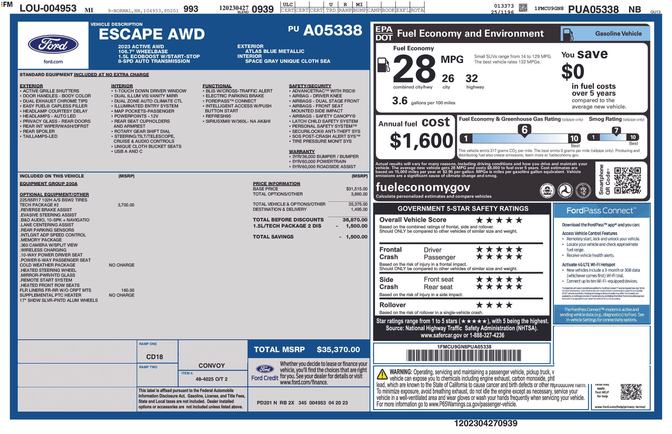 Certified 2023 Ford Escape Active w/ Tech Pack #2 AWD/4WD image 6