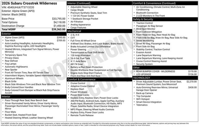 Used 2026 Subaru Crosstrek 2.5i Wilderness image 63