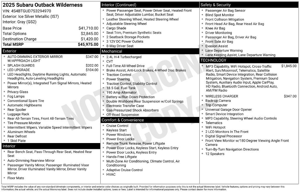Used 2025 Subaru Outback Wilderness AWD/4WD image 48