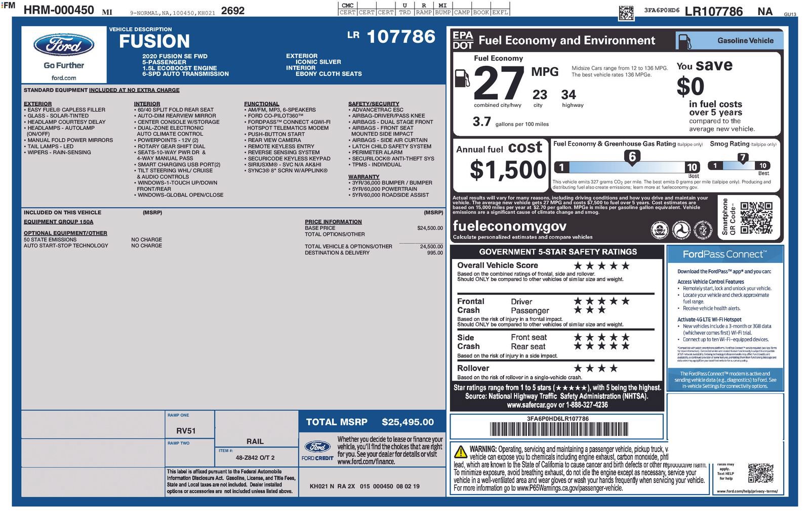 Certified 2020 Ford Fusion SE FWD image 5