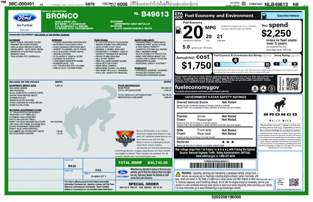 Certified 2022 Ford Bronco Big Bend AWD/4WD image 27