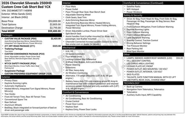 Used 2026 Chevrolet Silverado 2500 Custom w/ Custom Value Package AWD/4WD image 33