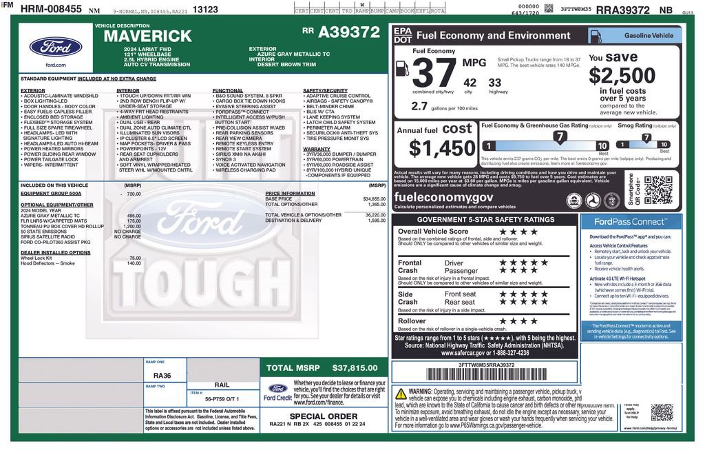 Certified 2024 Ford Maverick Lariat FWD image 25