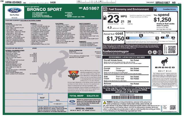Certified 2021 Ford Bronco Sport Badlands w/ Badlands Package AWD/4WD image 23