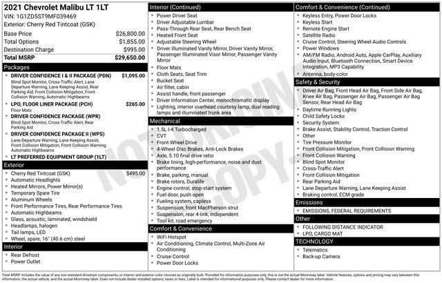 Used 2021 Chevrolet Malibu LT image 30