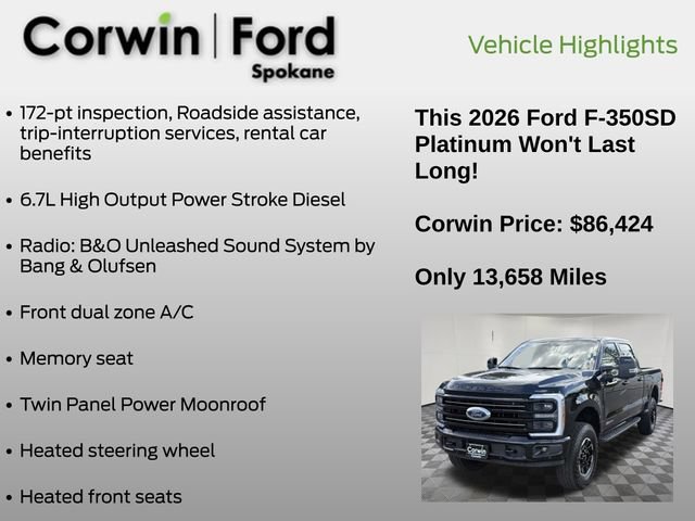 Certified 2026 Ford F350 Platinum w/ Tremor Off-Road Package AWD/4WD image 13
