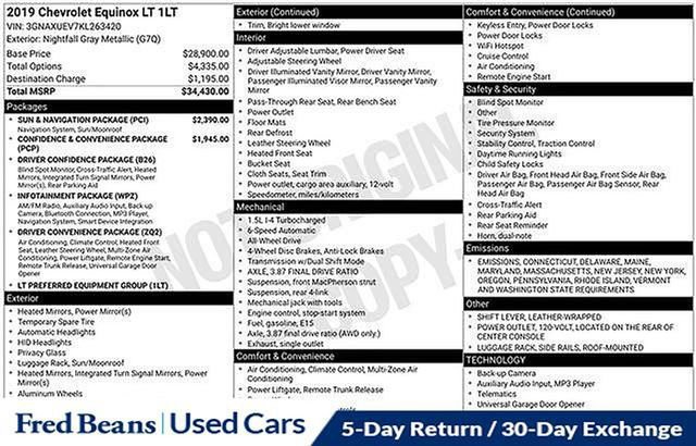 Used 2019 Chevrolet Equinox LT w/ Sun & Navigation Package image 38