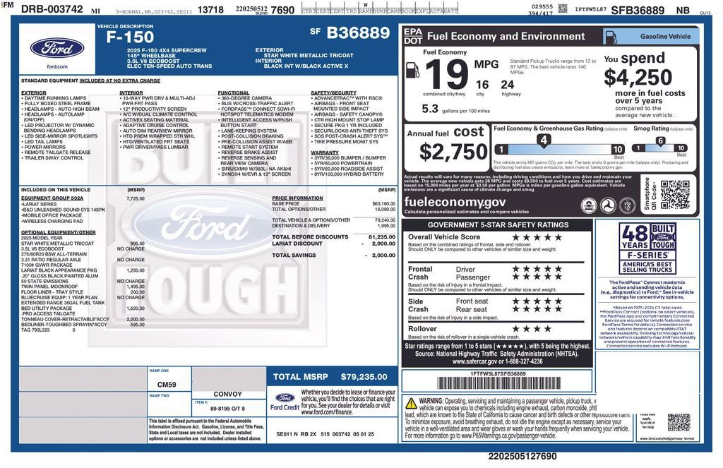Certified 2025 Ford F150 Lariat w/ Equipment Group 502A High image 10