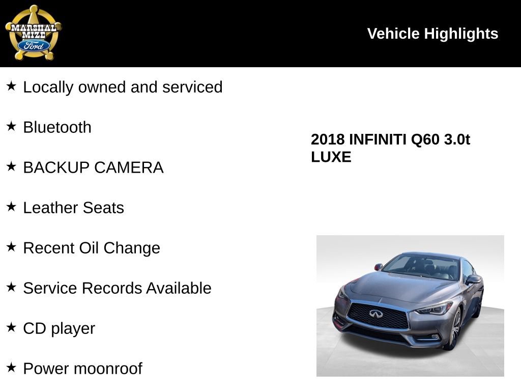 Used 2018 INFINITI Q60 3.0t Luxe RWD image 2