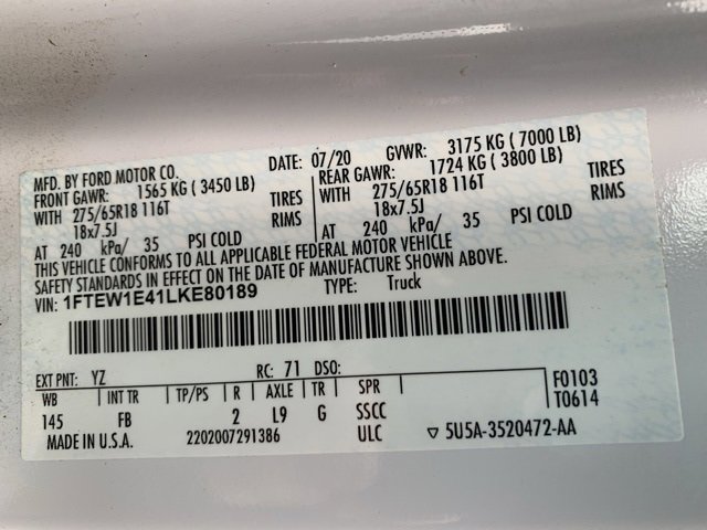 Certified 2020 Ford F150 XLT w/ Equipment Group 302A Luxury image 48