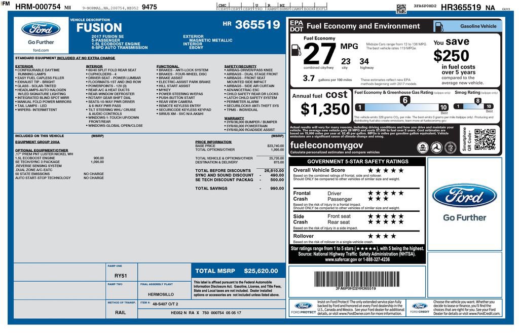 Certified 2017 Ford Fusion SE w/ Fusion SE Technology Package FWD image 27