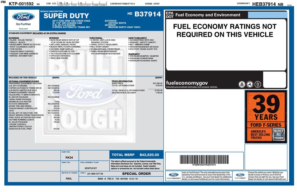 Certified 2017 Ford F350 XL w/ Power Equipment Group RWD image 35
