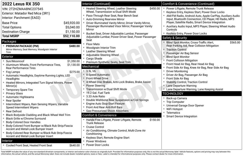 Used 2022 Lexus RX 350 FWD w/ Premium Package image 41