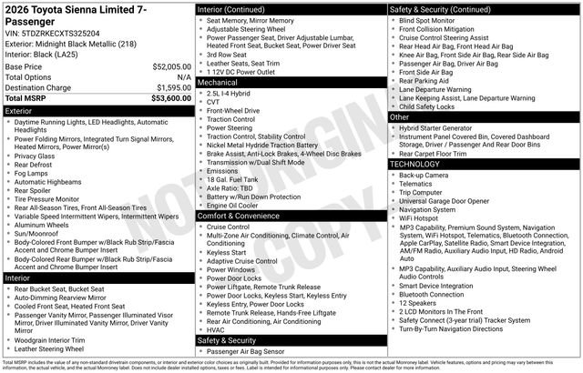 Used 2026 Toyota Sienna Limited FWD image 18