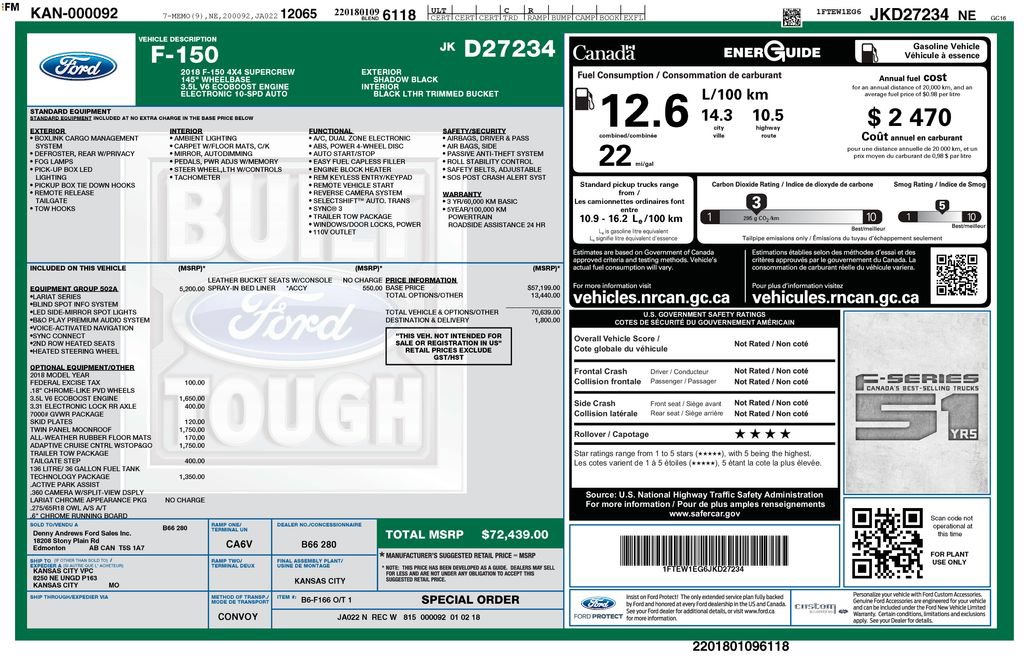 Certified 2018 Ford F150 Lariat w/ Equipment Group 502A Luxury AWD/4WD image 21
