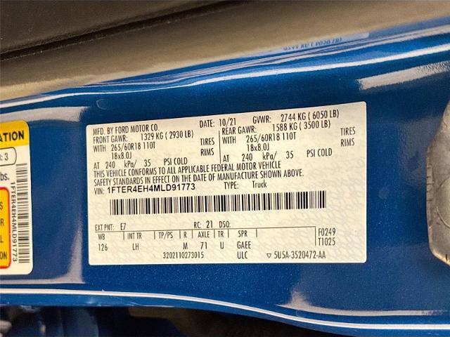 Certified 2021 Ford Ranger XL w/ Equipment Group 101A High image 28