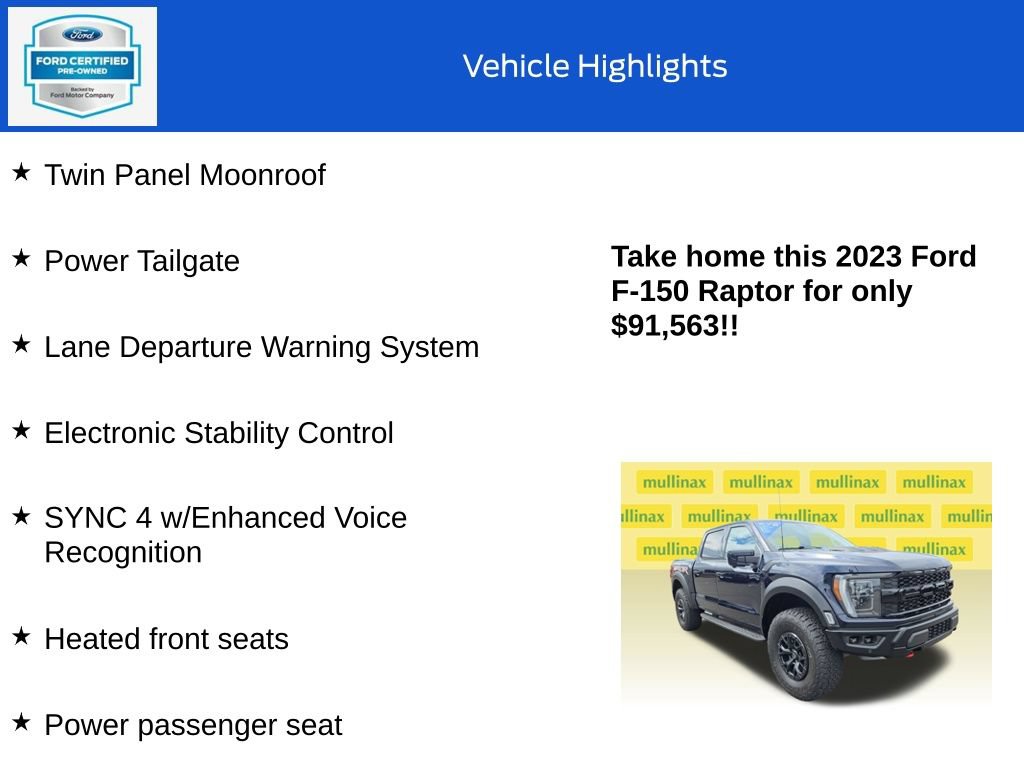 Certified 2023 Ford F150 Raptor w/ Equipment Group 802A Raptor R AWD/4WD image 19
