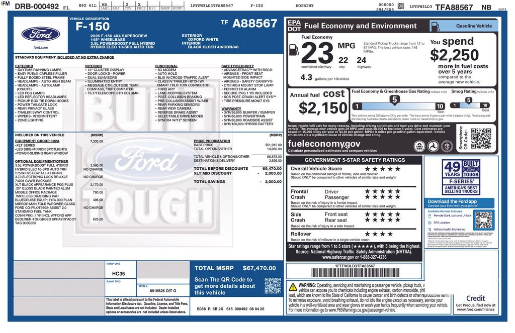 Certified 2026 Ford F150 XLT w/ Equipment Group 302A MID AWD/4WD image 12