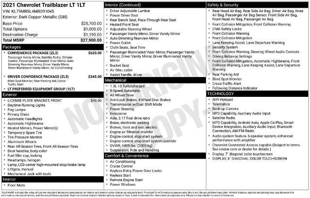 Used 2021 Chevrolet TrailBlazer LT w/ Convenience Package AWD/4WD image 6