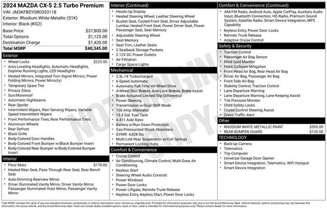 Used 2024 MAZDA CX-5 2.5 Turbo w/ Premium Package AWD/4WD image 33