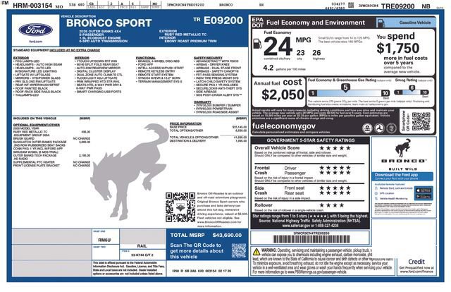 Certified 2026 Ford Bronco Sport Outer Banks w/ Sasquatch Outer Banks Package image 39