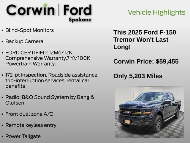 Certified 2025 Ford F150 Tremor w/ Bed Utility Package AWD/4WD image 7