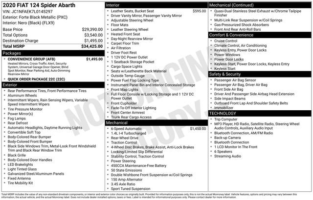 Used 2020 FIAT 124 Spider Abarth w/ Convenience Group RWD image 32