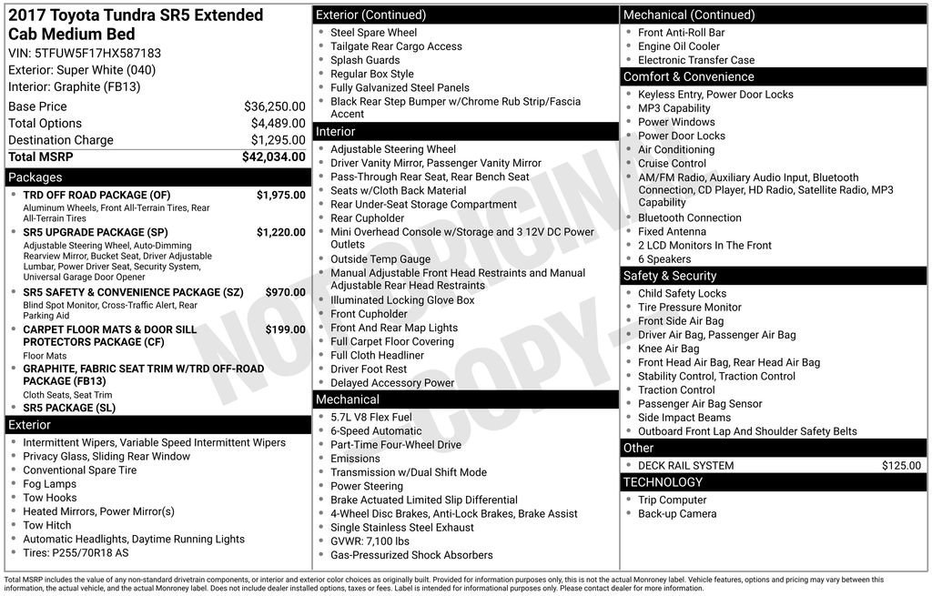 Used 2017 Toyota Tundra SR5 w/ TRD Off Road Package AWD/4WD image 38