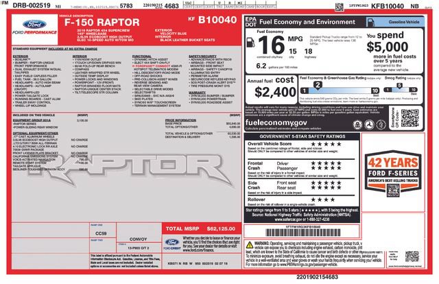 Certified 2019 Ford F150 Raptor w/ Equipment Group 801A Mid AWD/4WD image 13