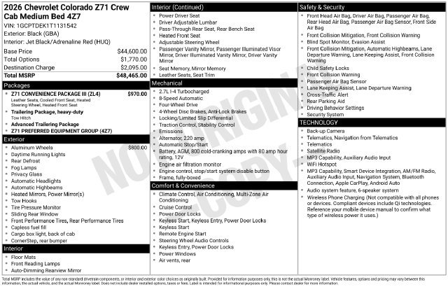 Used 2026 Chevrolet Colorado Z71 w/ Z71 Convenience Package 2 AWD/4WD image 27