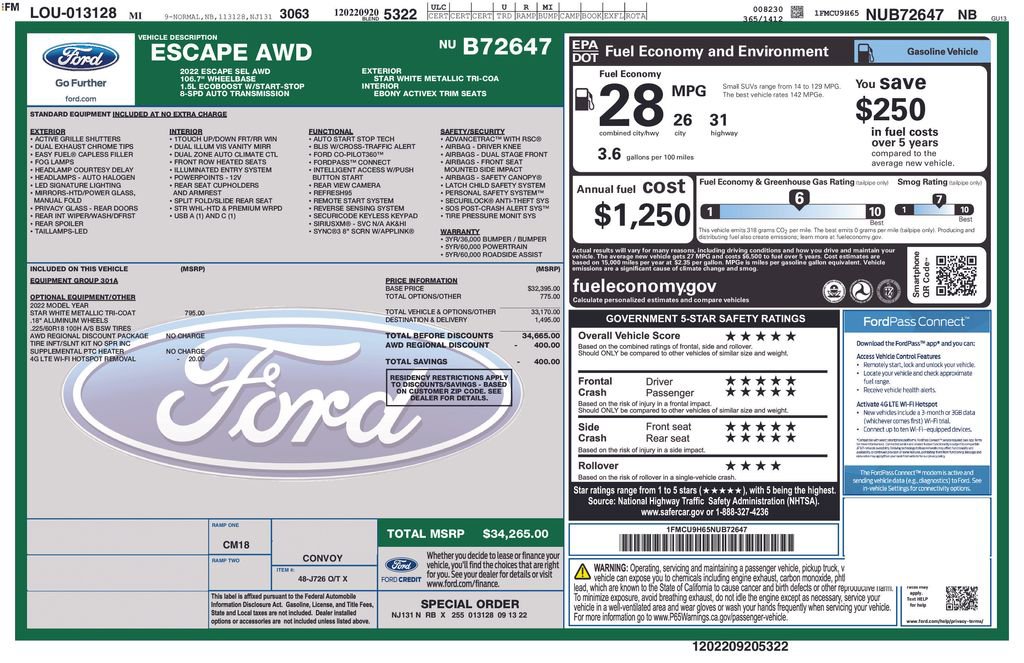Certified 2022 Ford Escape SEL image 34