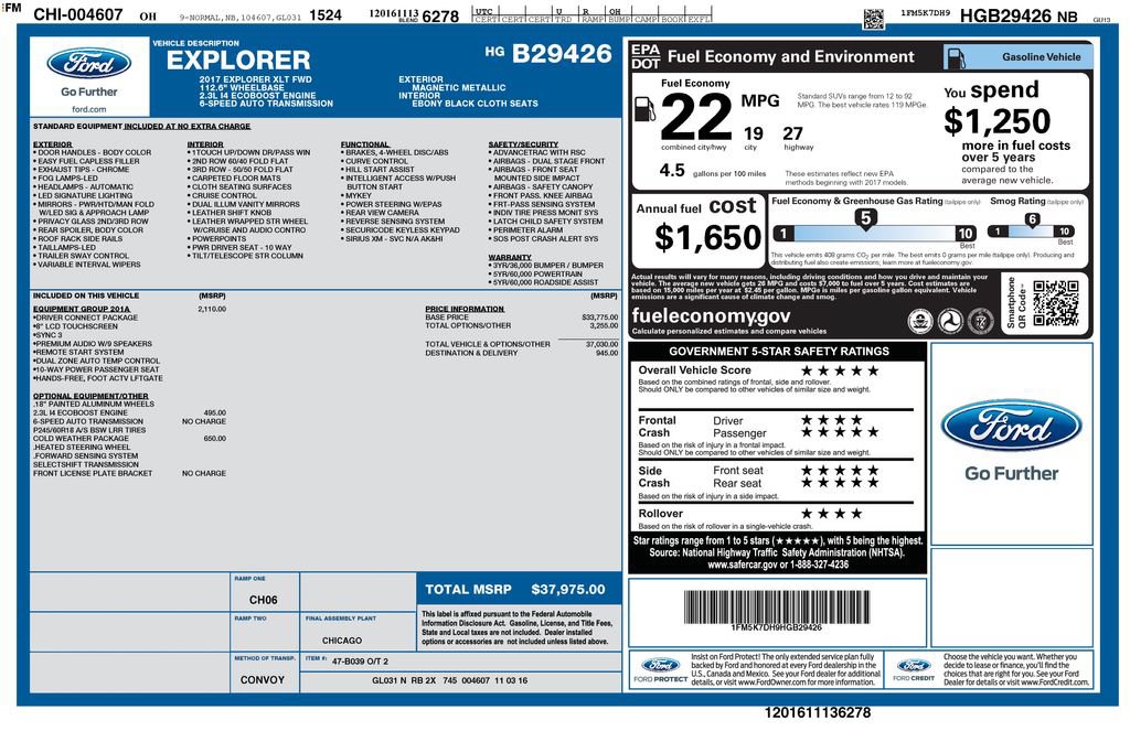 Certified 2017 Ford Explorer XLT w/ Equipment Group 201A FWD image 45