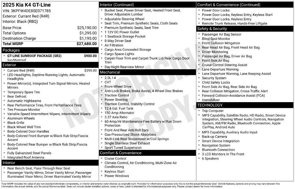 Used 2025 Kia K4 GT-Line w/ GT-Line Sunroof Package FWD image 3
