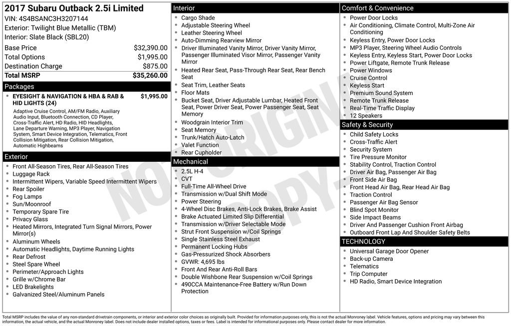 Used 2017 Subaru Outback 2.5i Limited image 5