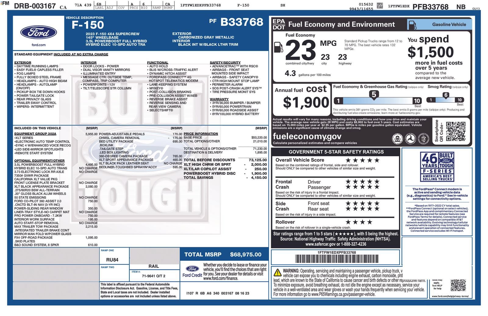 Certified 2023 Ford F150 XLT w/ Equipment Group 302A High AWD/4WD image 5