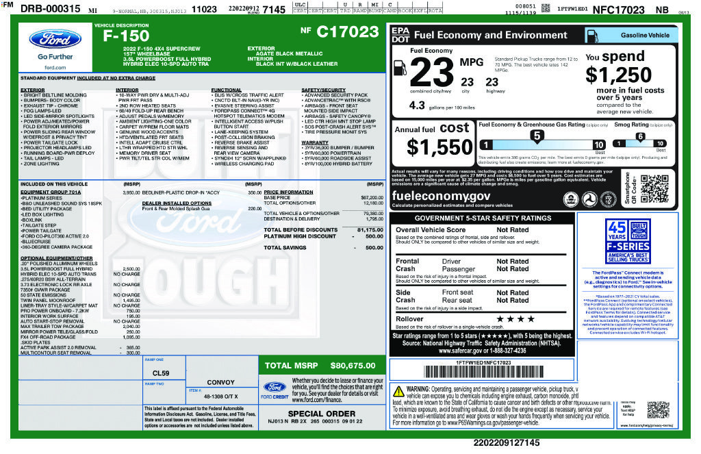 Certified 2022 Ford F150 Platinum w/ Equipment Group 701A High AWD/4WD image 12