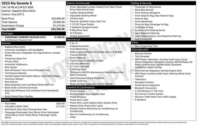 Used 2023 Kia Sorento S w/ Panoramic Sunroof Package FWD image 27