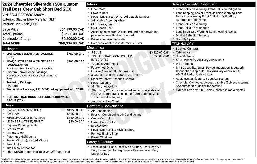 Used 2024 Chevrolet Silverado 1500 Custom Trail Boss w/ LPO, Dark Essentials Package AWD/4WD image 28