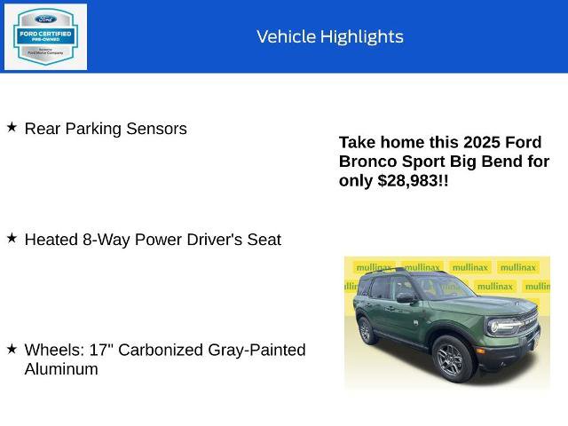 Certified 2025 Ford Bronco Sport Big Bend w/ Convenience Package image 19