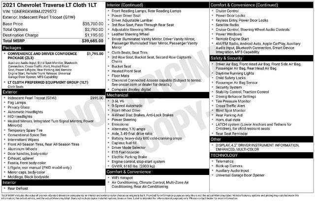 Used 2021 Chevrolet Traverse LT FWD image 2