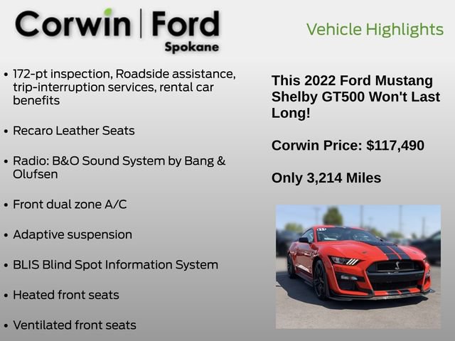 Certified 2022 Ford Mustang Shelby GT500 w/ Technology Package RWD image 13