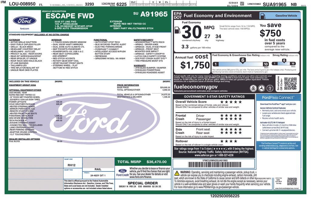 Certified 2025 Ford Escape ST-Line w/ Tech Pack #1 FWD image 41