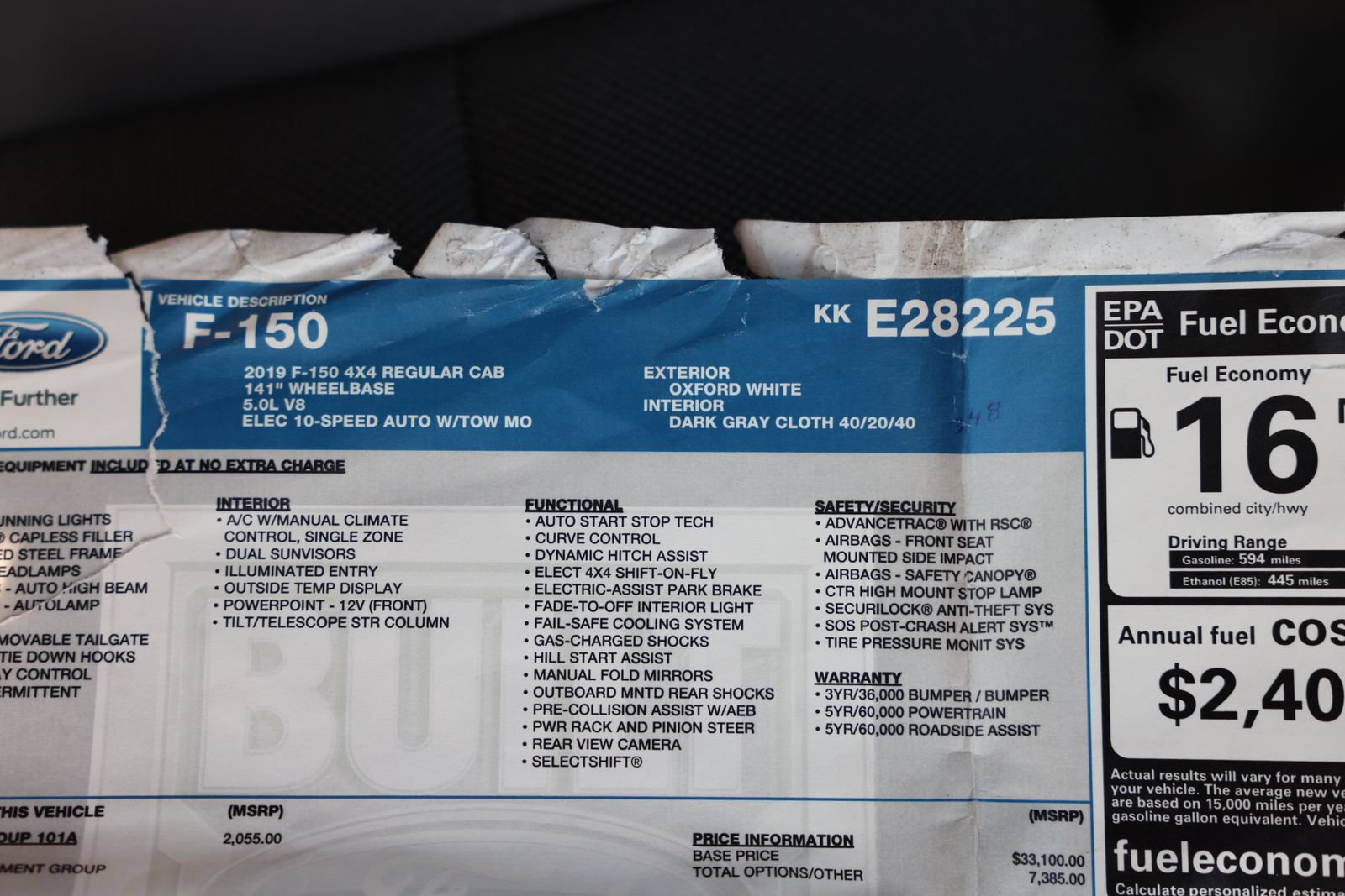 Certified 2019 Ford F150 XL w/ Equipment Group 101A Mid AWD/4WD image 36