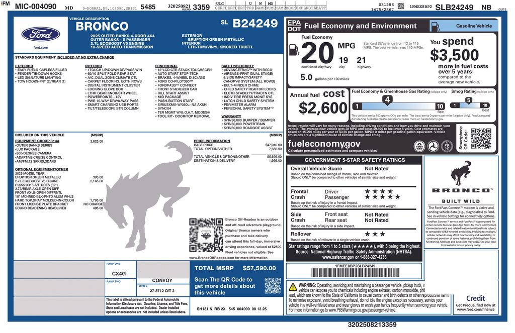 Certified 2025 Ford Bronco Outer Banks AWD/4WD image 25