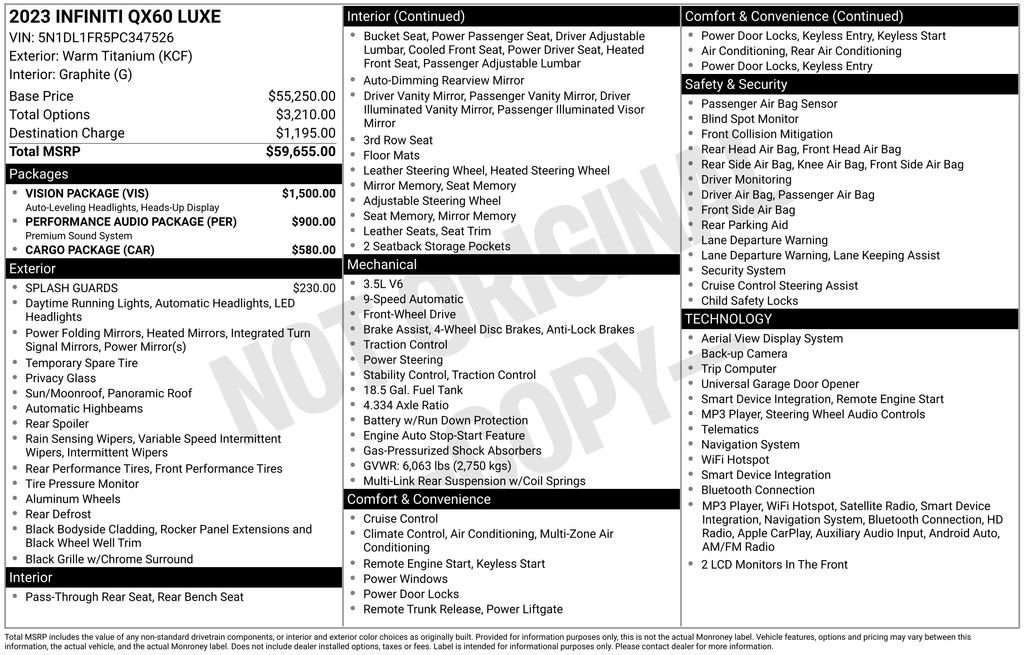 Used 2023 INFINITI QX60 Luxe w/ Vision Package FWD image 35