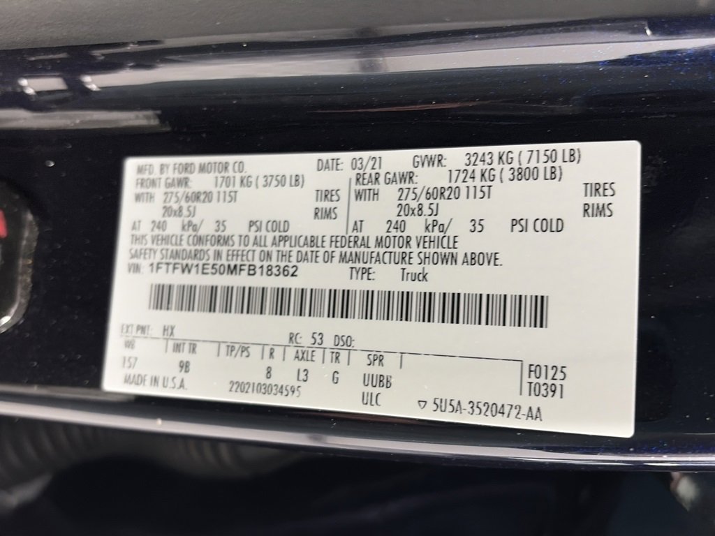 Certified 2021 Ford F150 Platinum w/ Equipment Group 701A High image 9