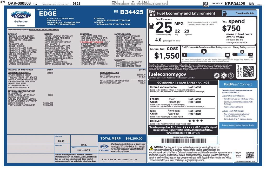 Certified 2019 Ford Edge Titanium w/ Equipment Group 301A FWD image 28